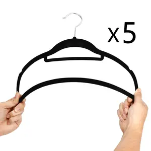 Segawe 5-Pack Velvet Non-Slip Flocked Clothes Hangers with Metal Hooks, Space-Saving Pants & Yoga Pants Hanger Organizer for Home Closet Organization, Yoga Pants Hangers