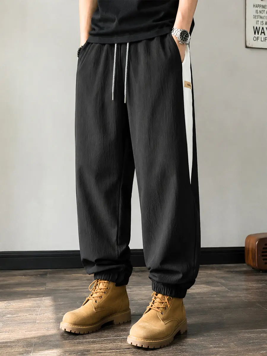 Men's baggy jogger pants, loose-fit sweatpants, streetwear casual pants, Y2K oversized trousers, elastic waist drawstring pants
