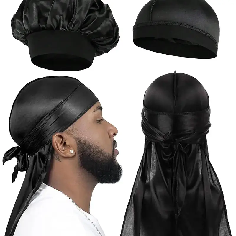Solid Color Bonnet & Durag & Wave Cap, Casual Comfortable Breathable Hair Care Cap for Men & Women, Outdoor Sports Home Daily Pirate Cap, Sleeping Cap, Fitted Beanie, Bonnets For Sleeping