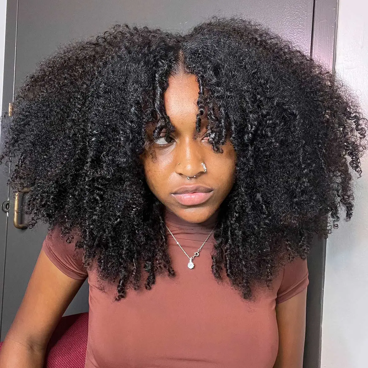 OQ HAIR V Part Wig Human Hair Afro Kinky Curly Wig With Drawstring No Leave Out Thin Part Beginner Friendly