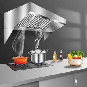 1pc Large Stainless Steel Range Hood - Heavy Duty Build, Commercial & Residential Use, Easy Clean Surface, Efficient Smoke Extraction, Industrial Grade Design