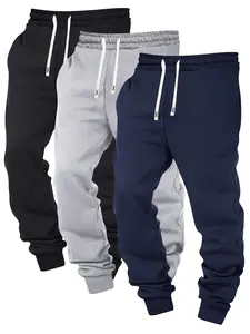 Men's Spring & Fall Lightweight Sweatpants, 3 Pack - Regular Fit Casual Athletic Pants, Solid Color Basic Joggers with Elastic Waistband & Drawstring, Pockets, Suitable for Outdoor Activities, Commuting, Streetwear, Perfect Gift for Husband/Boyfriend in S