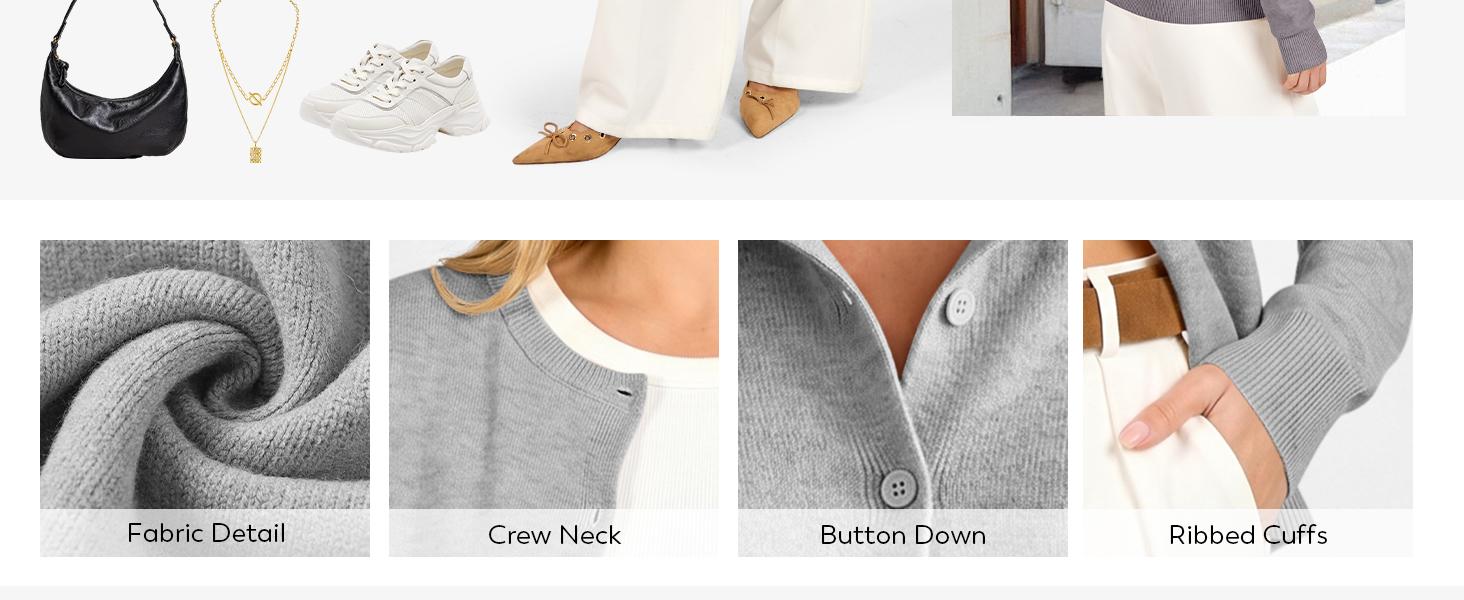 ANRABESS Womens Button Down Lightweight Cardigan Sweaters | Crew Neck Long Sleeve Tops, Striped & Solid Design, Business Casual Work Office Travel, Spring Fall Clothing