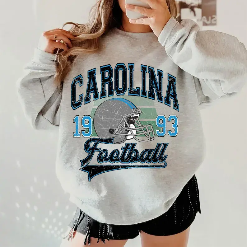 Vintage 90s Style Carolina Football Sweatshirt, Game Day Shirt, Carolina Team Football Shirt, Sunday Carolina, Carolina Football Hoodie, Panthers Fan Apparel
