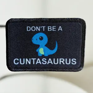 Don't be a cuntasaurus dinosaur meme 2"x3" morale patch with hook and loop backing funny
