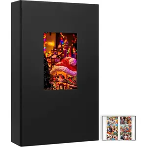 360 Pockets 4x6 Photo Album, Large Capacity Leather Cover Photo Albums 4x6 Pictures, Acid Free Pages Photo Albums with Front Window for Family Wedding Anniversary Baby Pictures (Black)