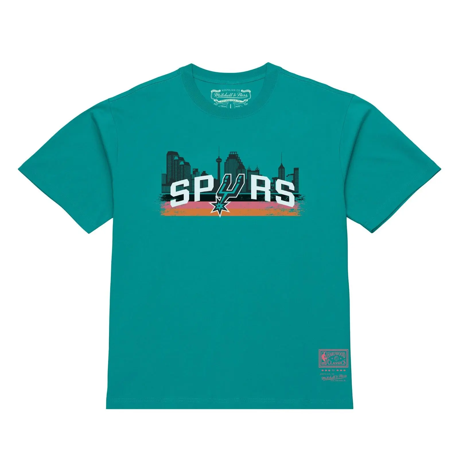 San Antonio Spurs Teal Fiesta City T-Shirt NBA Throwback Tee Graphic Vintage Fan Gear Mitchell & Ness