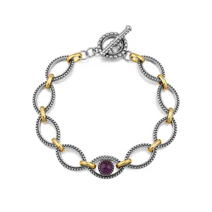 Aprilery Two-Tone Evil Eye Amethyst Bracelet – Protective Symbolic Jewelry with Purple Crystal Accent