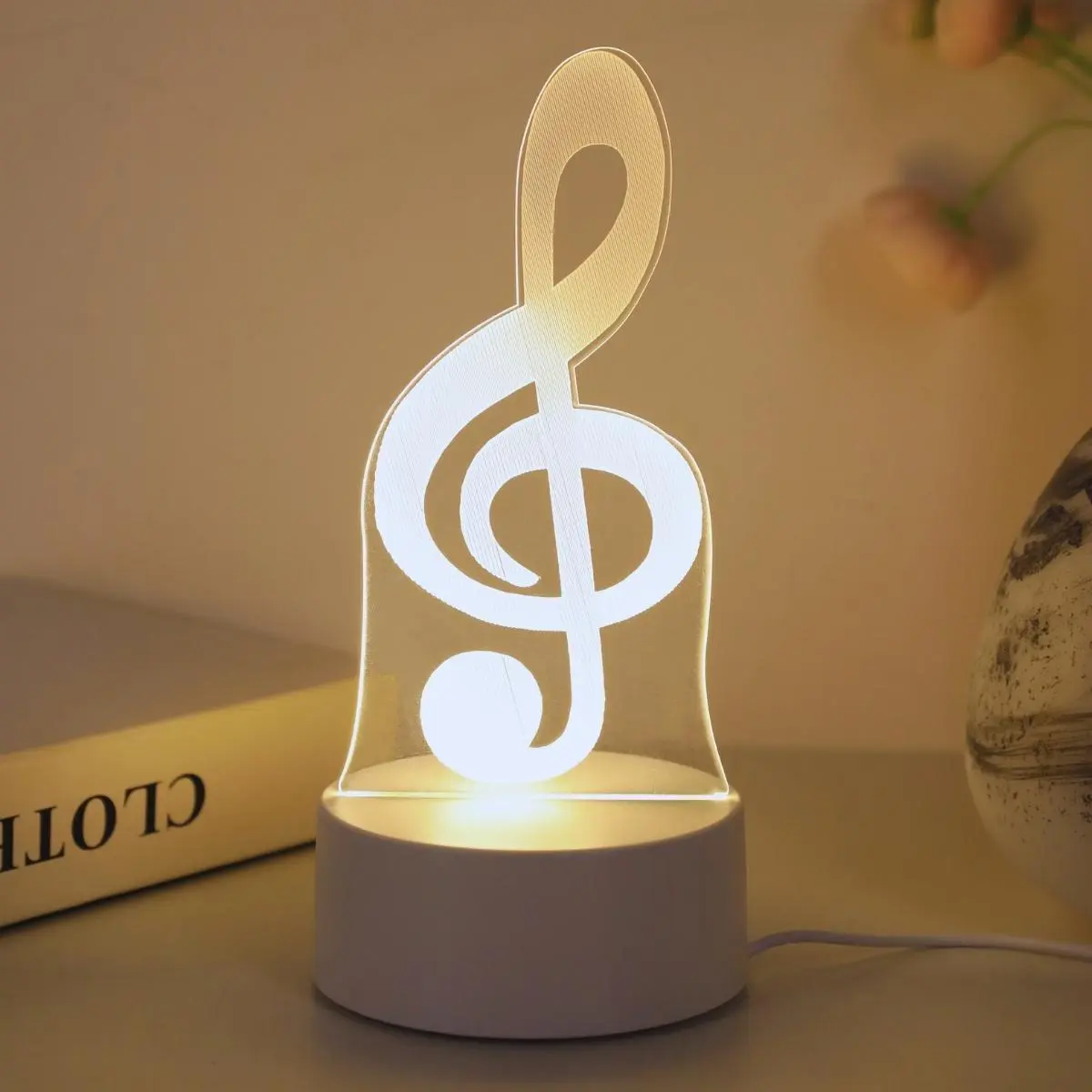 USB Powered Music Note Design Night Light, Creative Music Note Design Table Lamp, Indoor Decorative Light for Home Living Room Bedroom, Nightlight For Bedroom