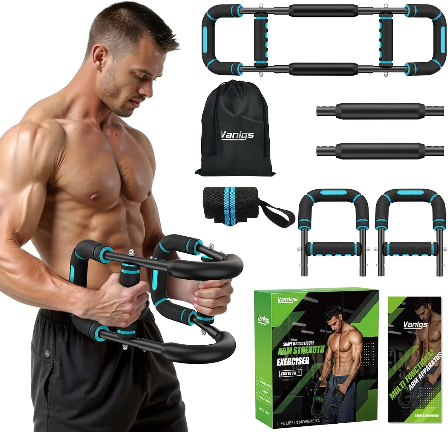 Twister Arm Trainer, 5-Level Adjustable (40-130lb) Strength Training Equipment for Men with Ergonomic 27° Design Targeting Biceps/Chest/Thigh, Portable Home Gym Exerciser, Father's Day Gift