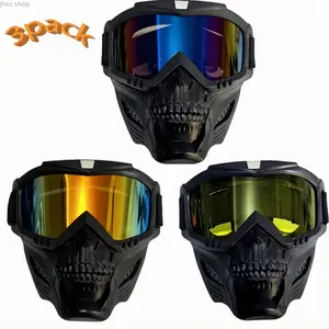 2026 NEW 3-Pack Anti-Fog Cycling Goggles Retro Skull Pattern Adjustable Full Face Protective Lenses Windproof Dustproof Comfortable Wear Universal Motocross Motorcycle Outdoor Riding Safety Sports Protective Gear Accessories