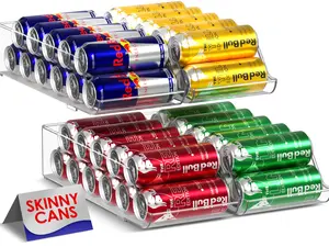 Sorbus Skinny Soda Can Organizer for Refrigerator - Slim Can Holder, Lightweight Plastic Racks Set of 2 for Fridge, Pantry & Kitchen Organization