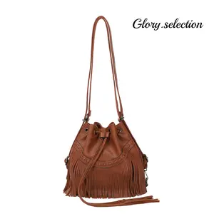 KL928 Bucket Bags for Women, Backpack Purse, Fringe Purses with Drawstring Ladies Tassel Hobo Bag Shoulder Handbags