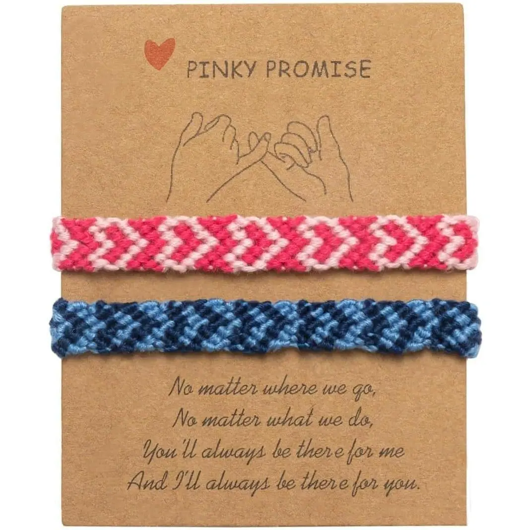 Heart Friendship Braided Bracelets Pinky Promise    Distance Matching Adjustable Rope for Women Valentine Couple Family