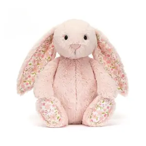 Plush Bunny Doll, Soft Floral Pattern, Perfect Comfort Companion, Ideal Birthday Gift, Cozy Bedroom Decor, High-Quality Plush Material, Soft Huggable