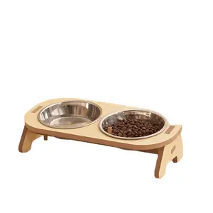 Cat Double Bowl Cat Kitten Porcelain Bowl Anti-Tip Cat Food Bowl Ceramic Pet Bowl Cat Bowl Small Dog Bowl