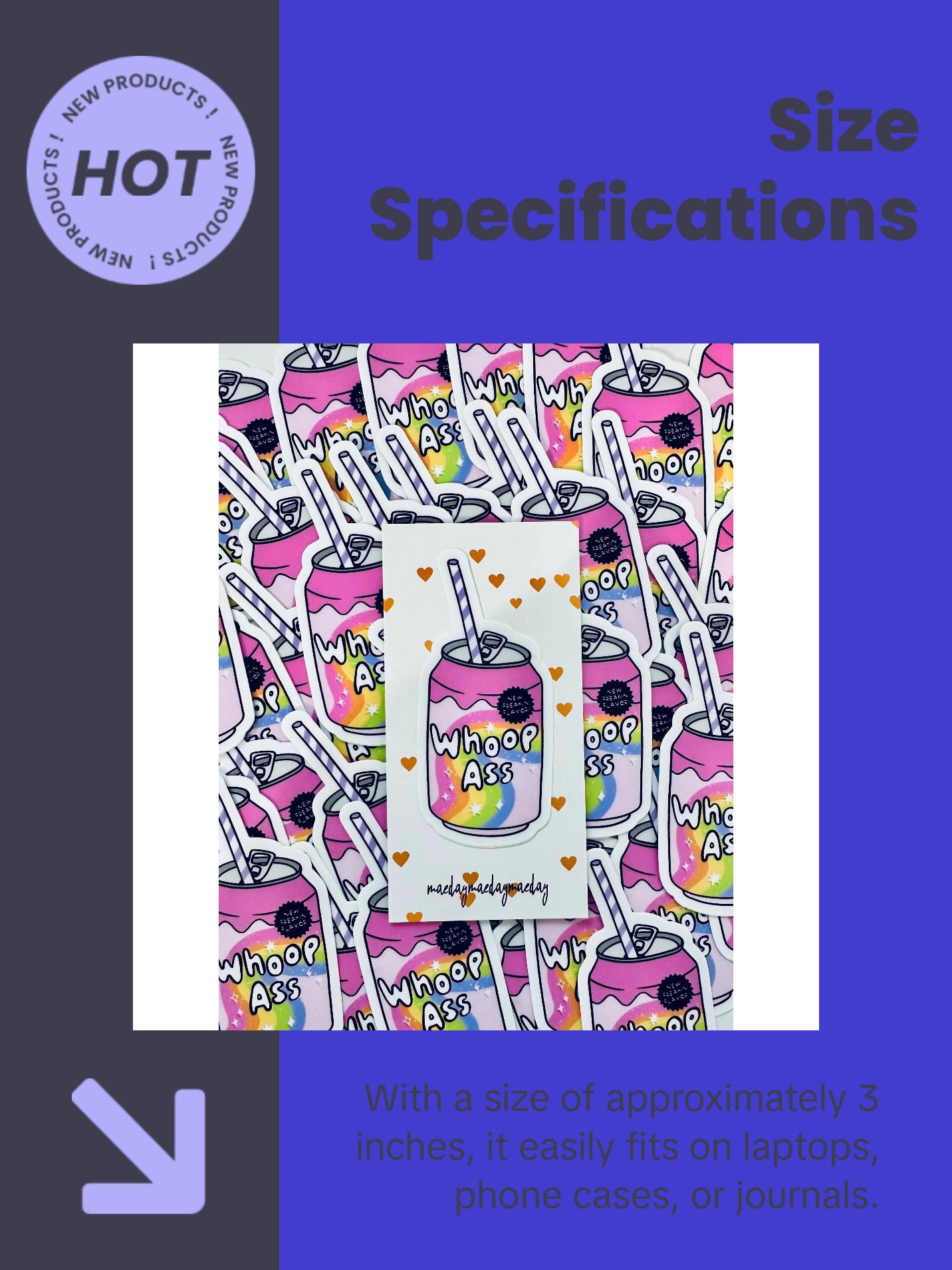 Can of Whoop Ass Sticker, Mental Health Sticker