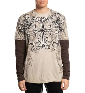 Affliction Men's Long Sleeve Shirt Jump 2fer
