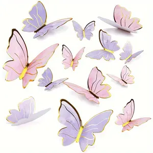 40pcs  Butterfly Cake Decoration - Pink Purple - Birthday Anniversary Ladies Party Decor Wedding Ornaments