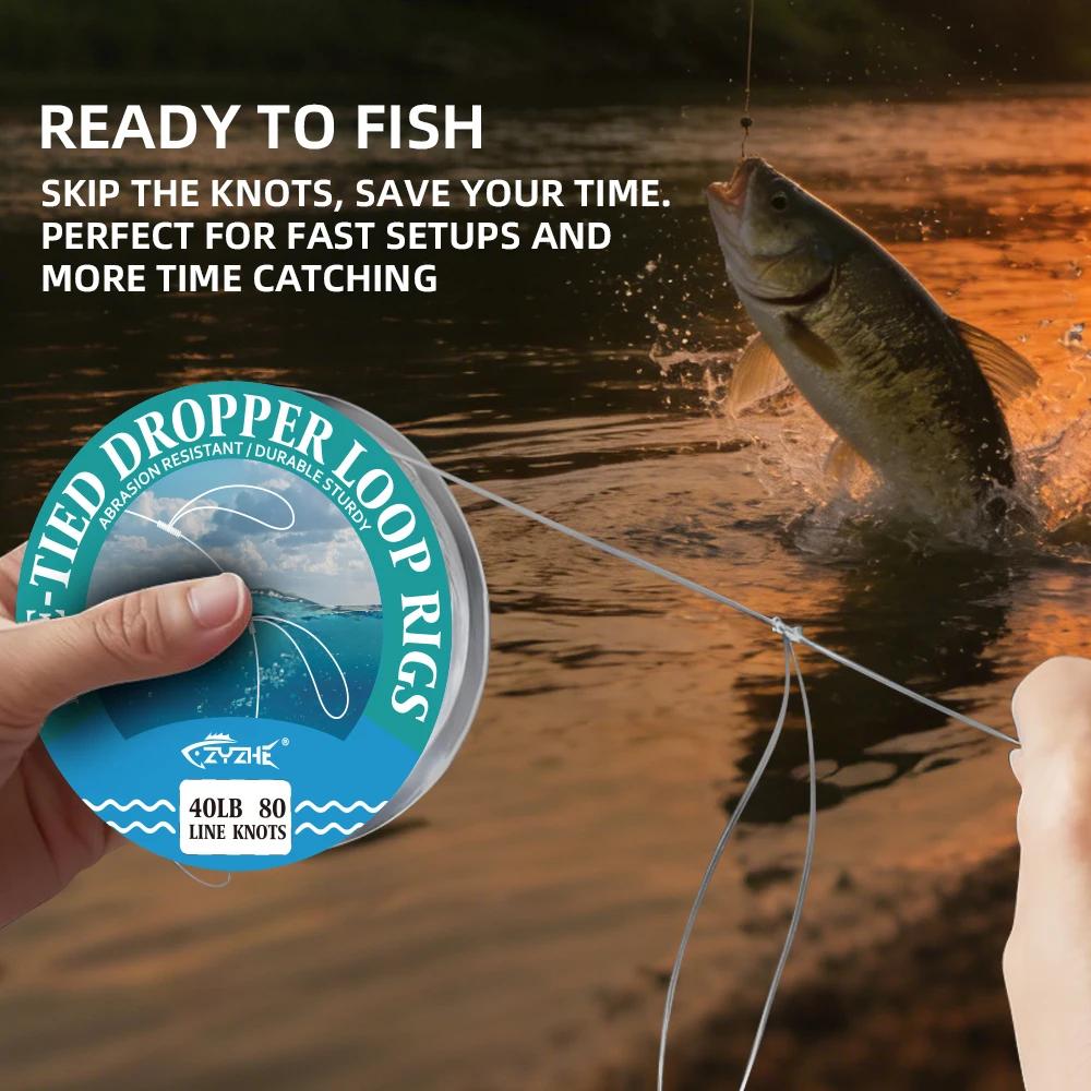 Pre‑Tied Dropper Loop Rigs Fishing Line 80 Loops 10‑50LB Saltwater Freshwater Fishing Tackle