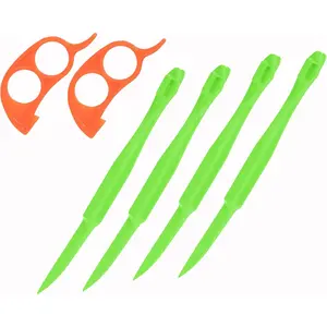 Plastic Orange Peeler Lemon Citrus Peel  Vegetable Slicer Fruit Tools (Long Handle Type Green 4 Pack;  Type orange 2 Pack) (green)