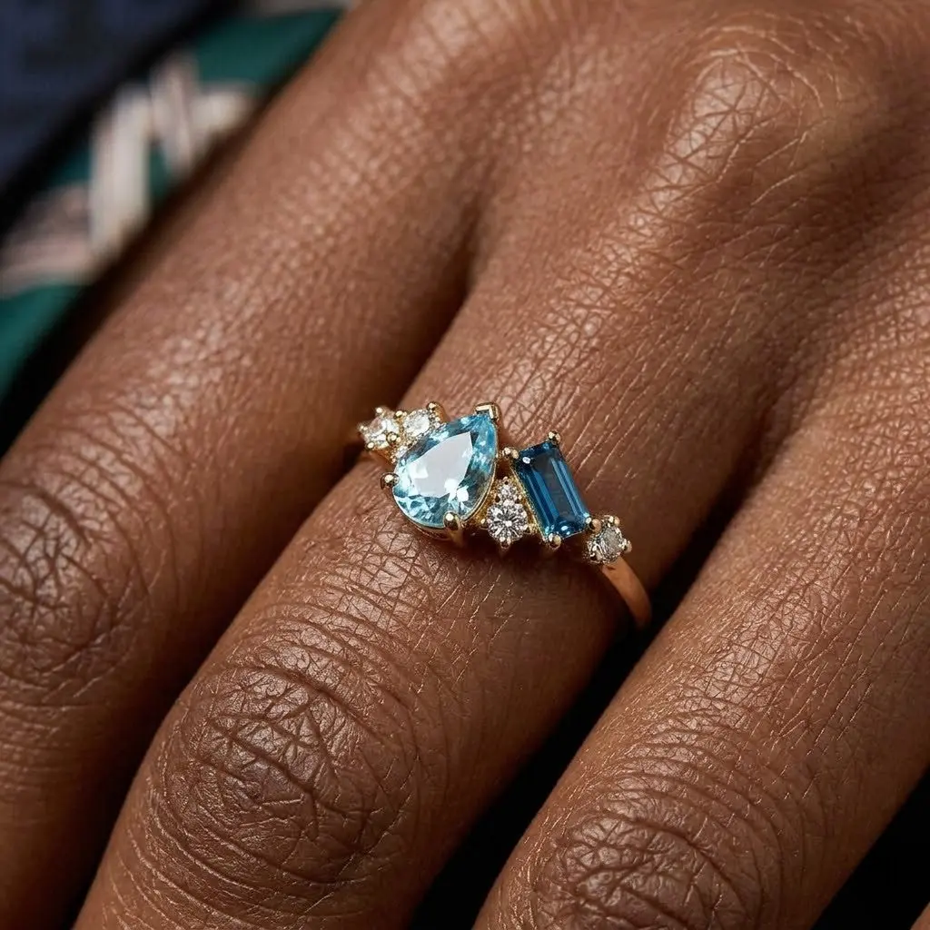 Blue Cluster Ring