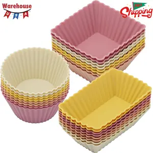24Pack Silicone Muffin Cups, Reusable Cupcake Liners Molds (Orange Series, Regular Size)