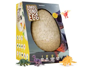 Dan&Darci Jumbo Dino Easter Egg – Giant Dinosaur Surprise Egg with 12 Large Dino Figures, Dinosaur Dig STEM Science Archaeology Kit, Easter Gifts & Educational Toys for Kids Boys & Girls
