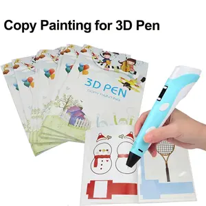 Colorful 40 Patterns 3D Printing Pen Drawing Book Reusable Thick Paper Transparent Board Painting Template Art Practice Booklet for Kids Holiday Gift