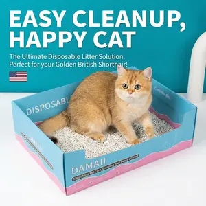 5Pcs Disposable Cat Litter Tray, Travel Litter Box with Scoop, 40×29×12 cm Double Layer Waterproof Litter Tray for Cats Small Pets