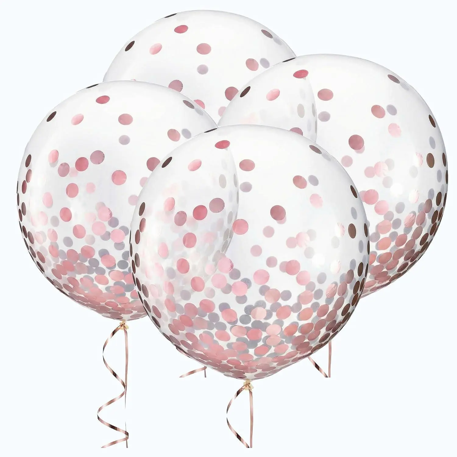 Metallic Pink Confetti Balloons Large Balloons 24 Inch Latex Pack Of 4 – Pink Glitter Balloons With Confetti Inside – Big Decor For Birthday Party, Baby Shower, Wedding & Engagements
