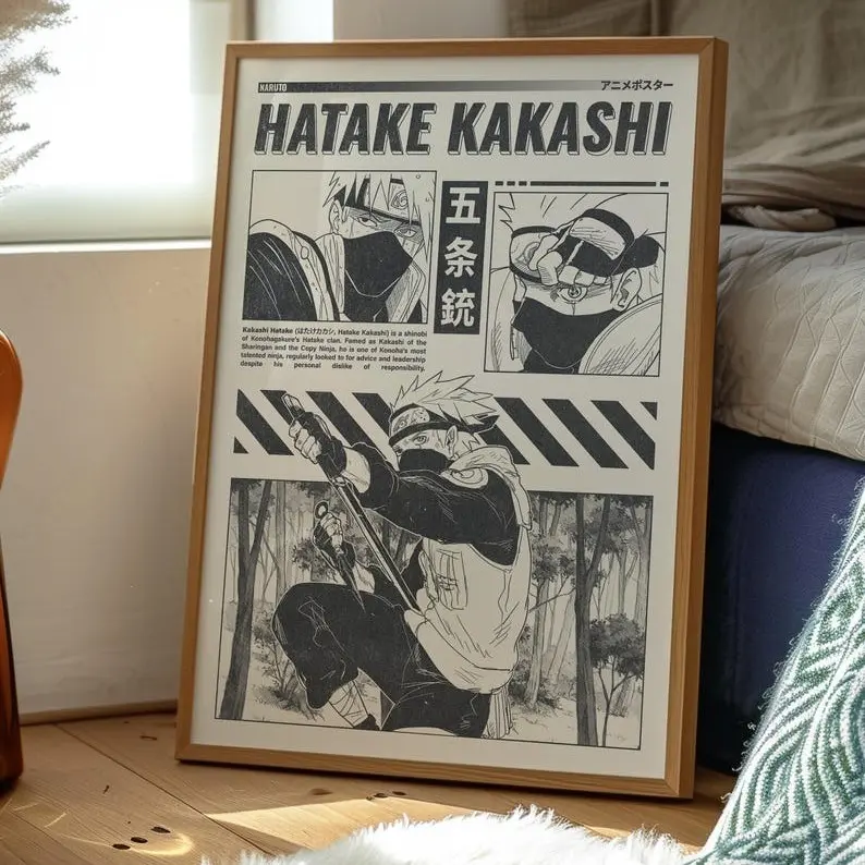 Naruto Hatake Kakashi Poster, Anime Poster Wall Decor
