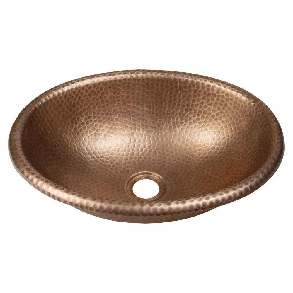 Wallace 17 in. Oval Bowl Rustic Pure Copper Hand-Hammered Drop-In/Above Counter Bathroom Vanity Sink