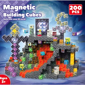 200pcs Minecraft Magnetic Blocks Set, Kids Building Construction Toy, Educational Puzzle Gift for Birthdays, Parties, New Year, Christmas