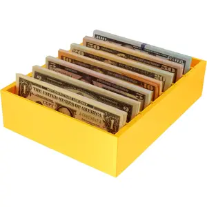Money Organizer for Cash – 8 Compartment Money Holder, Cash Organizer, Cash Holder, Cash Divider Box, Cash Tray (Gold)