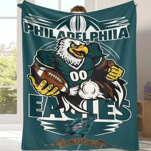 Philadelphia Eagle Football Flannel Blanket Bold Mascot Graphic Ultra Soft Cozy Fleece Throw for Sofa Bed Gameday Watch Party Essentials Sports Fan Gift for Men Women Lightweight Warm Dorm Decor Man Cave Accessory Spirit Gear Plush Blanket
