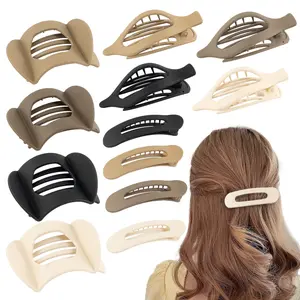 URRYKID 12PCS Flat Hair Clips For Women Girls French No-Slip Large Flat Claw Clip for Thin/Thick Hair, classic Matte Hair Accessories Gifts for Girls/Women