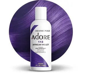 Adore Gentle Semi Permanent Hair Color - Vegan, Cruelty-Free Dye - 4 Fl Oz 113 African Violet Hair Care Products (Pack of 3)