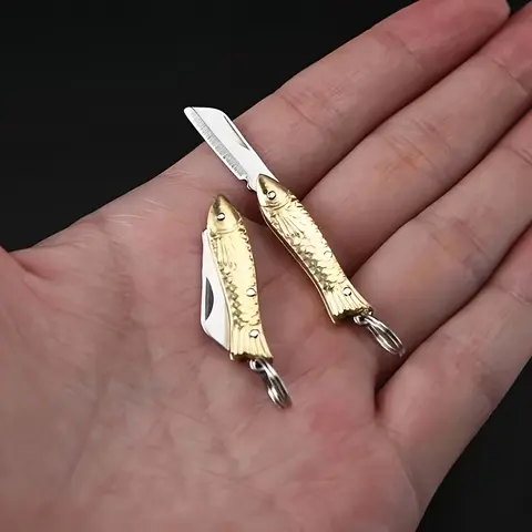 Portable Mini Fish Keychain Knife, Silver Color Pocket Knife, Perfect Gift for Fishing, Edc, Edc Knives, Compact Design, 1 Piece