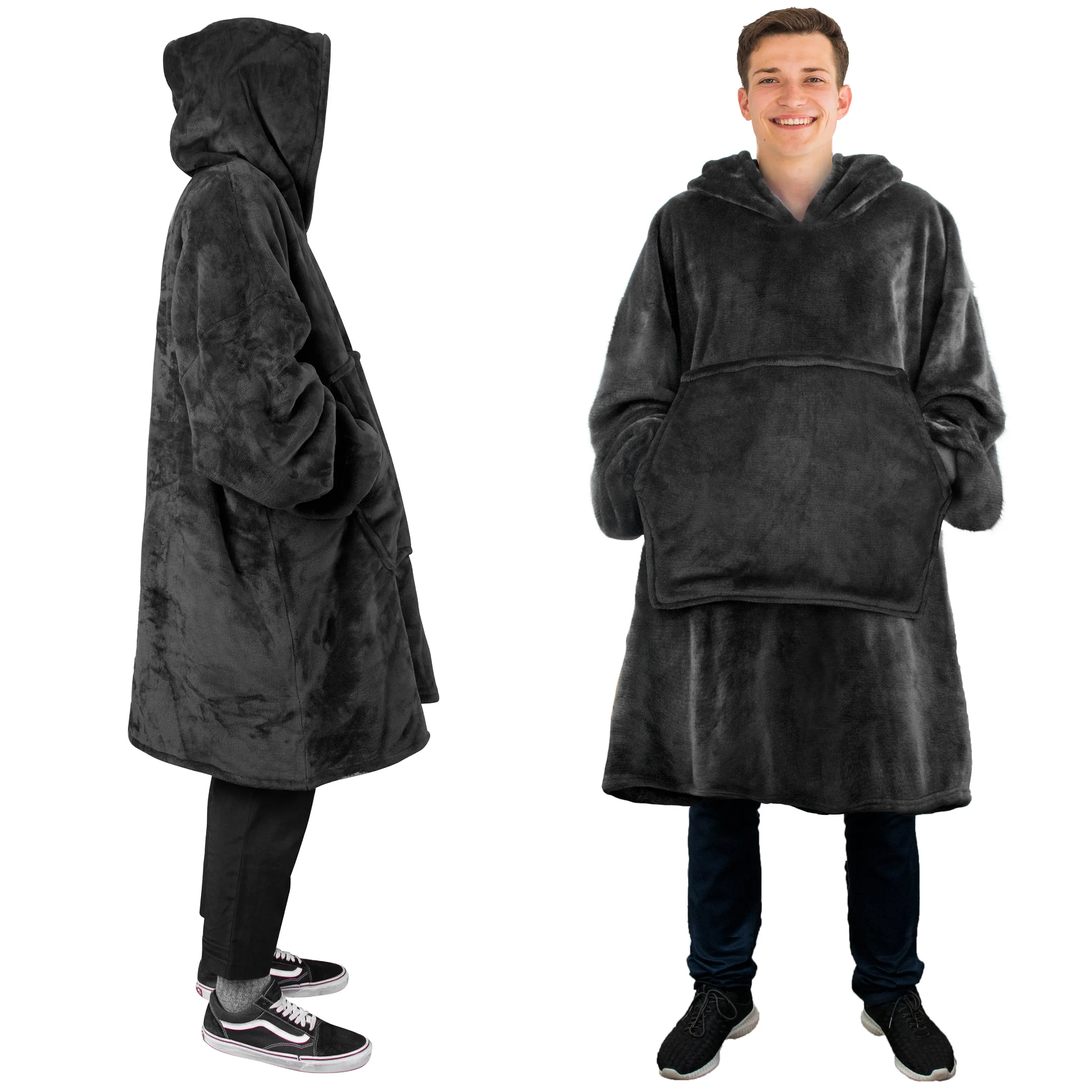 PAVILIA Premium Blanket Sweatshirt with Sherpa Lining, Super Soft Warm Reversible Hoodie Blanket for Adults Men Women Girls Boys Kids, Giant Hood Oversized Fleece Pullover with Pocket