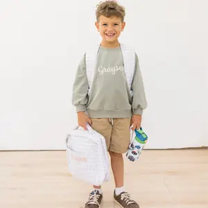 Personalized Gingham Backpack – Custom Embroidered Name – Waterproof Bookbag