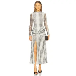 Bardot Lea Printed Mesh Dress in Snake Skin