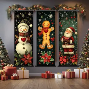 3-Piece Christmas Wall Art Set, Cute Snowman & Santa Claus Posters, Modern Home Decor, Waterproof HD Prints, Gift Box Included