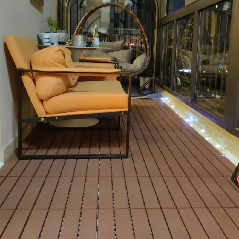 44 Pcs Interlocking Deck Tiles, DIY Modular Flooring for Porch, Poolside, Balcony, Indoor/Outdoor. Wood Grain Pattern