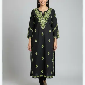 Hand Work Embroidery Chikankari Kurta Tops for Casual Wear Women's Shirts - Womenswear