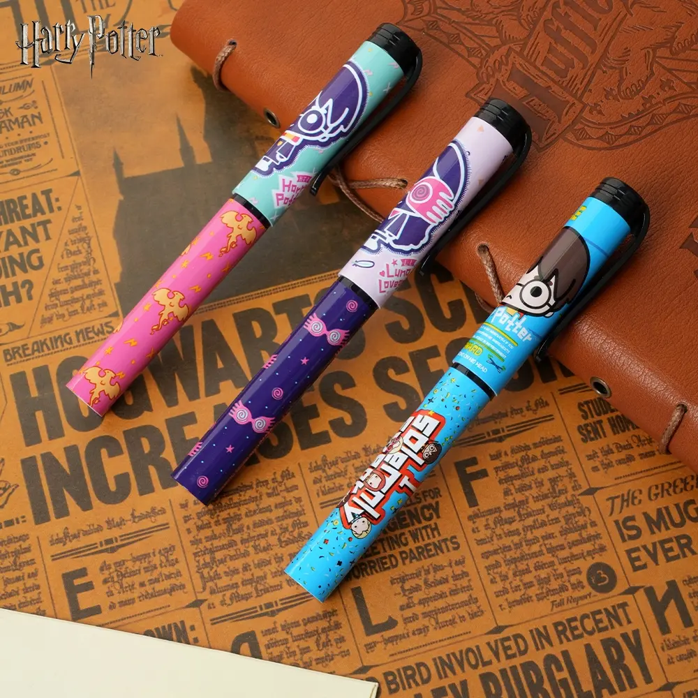 Harry Potter Themed Gel Pen, 3 Counts Cartoon Anime Pattern Gel Ink Pen, Writing Pen for Journaling, Coloring Pen, Medium Point Pen
