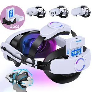 for Meta Quest 3S/3/2 Head Strap with 2X7500mAh Hot-Swap Batteries for 6-8H Playtime,Adjustable VR Headset Strap with Large Support Pad Enhanced Support Reduce Pressure for Games