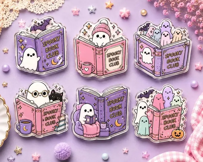 Ghost Bookish Halloween Phone Grip, Cute Spooky Ghost Pop Socket, Book Lover Gift, Halloween Reader Accessory, Cozy Bookworm Phone Holder