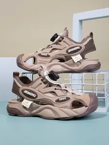 Summer Sandals, Closed-Toe Anti-Collision Design, Dual-Layer Tpr Sole, Colorblock Style, Perfect for Beach and Daily Wear, Velcro Fastening Sandals