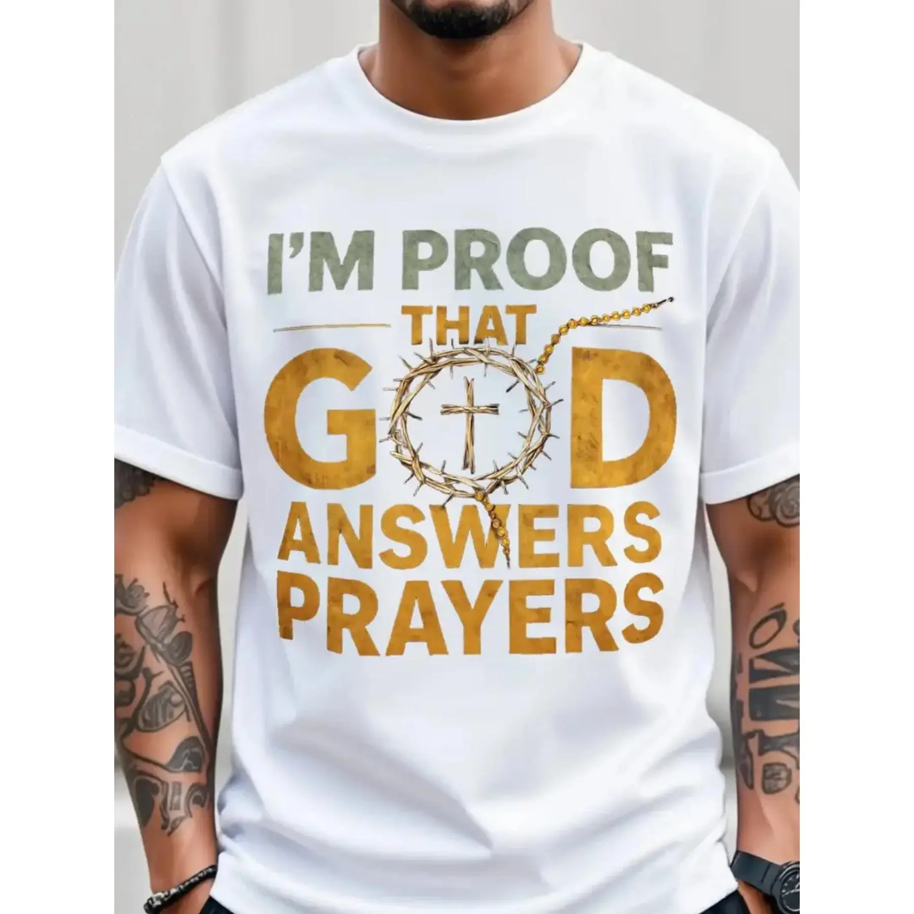 Women's Christian Graphic T-Shirt with I Am the Proof Print, Ultra-Soft 100% Cotton Shortsleeve Crew Neck Top for Church Wear, Casual, Stylish, Classic, Round Neck, Tshirt, Outdoors